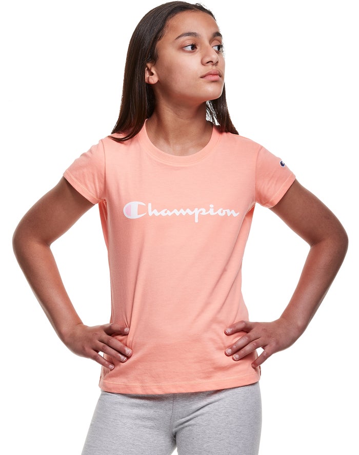 Camiseta Champion Niña - Classic Script Logo ( Coral ) 0721945-RS